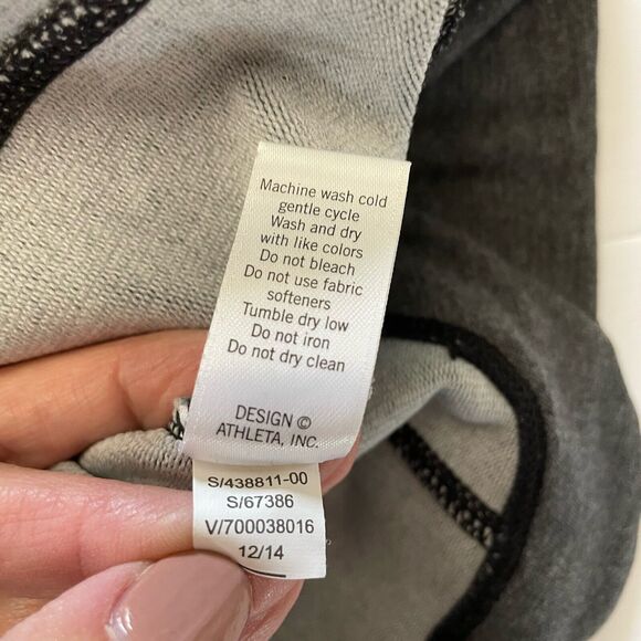 Athleta Dress Size Small Gray Black Color-block OMEGA Long Sleeve Bodycon Knit - Picture 10 of 11